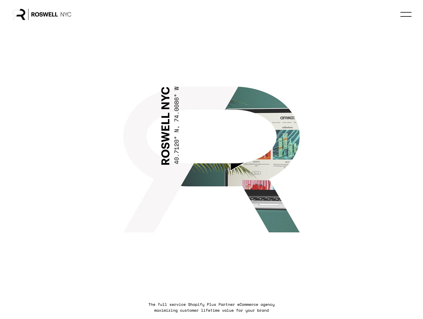 Mockup of Roswell website homepage design.